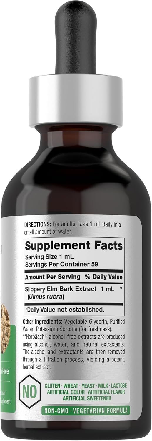 2 Fl Oz Horbäach Slippery Elm Liquid Drops: Vegetarian, Alcohol-Free Extract Tincture - Non-GMO & Gluten-Free - BoostGo Australia