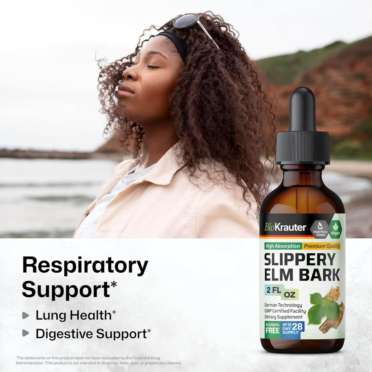 2 Fl. Oz. Lung Detox Tincture with Slippery Elm - Herbal Bio Krauter Respiratory Support Remedy