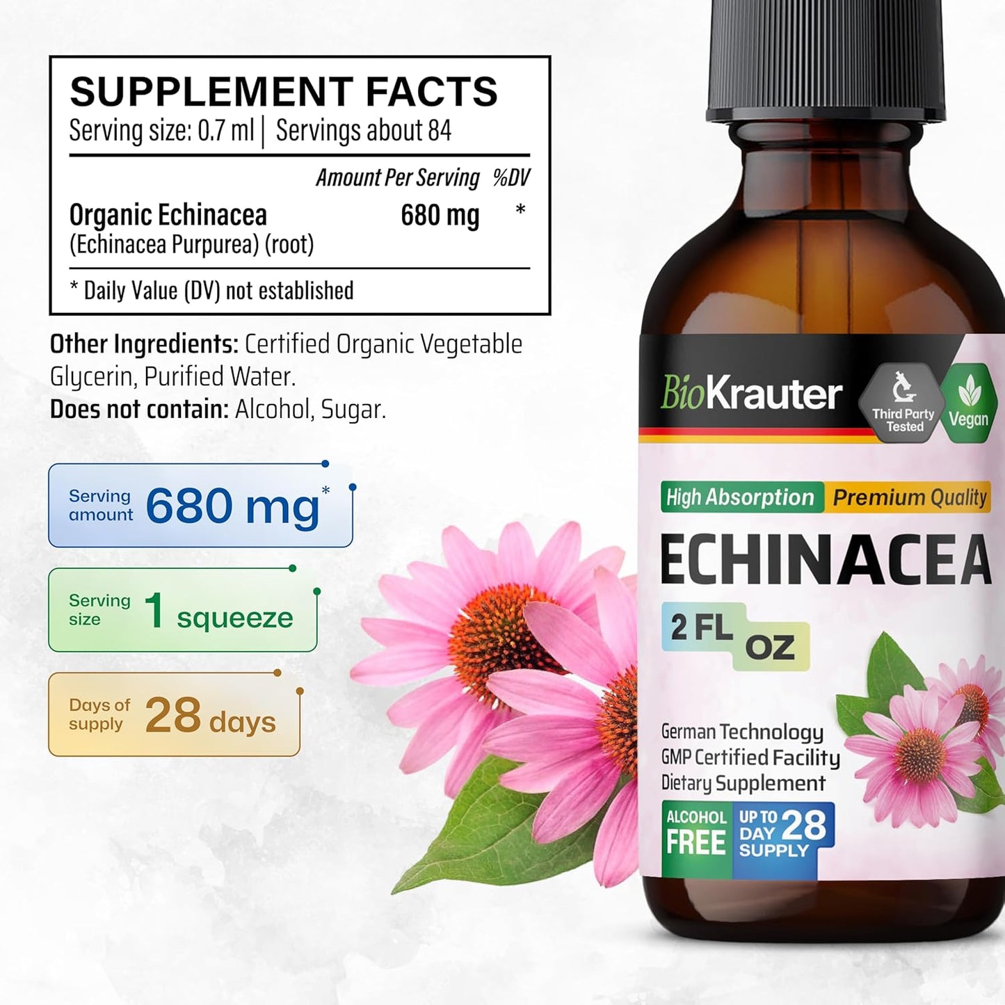2 Fl. Oz. of Echinacea and Cat's Claw Tinctures by BIO KRAUTER