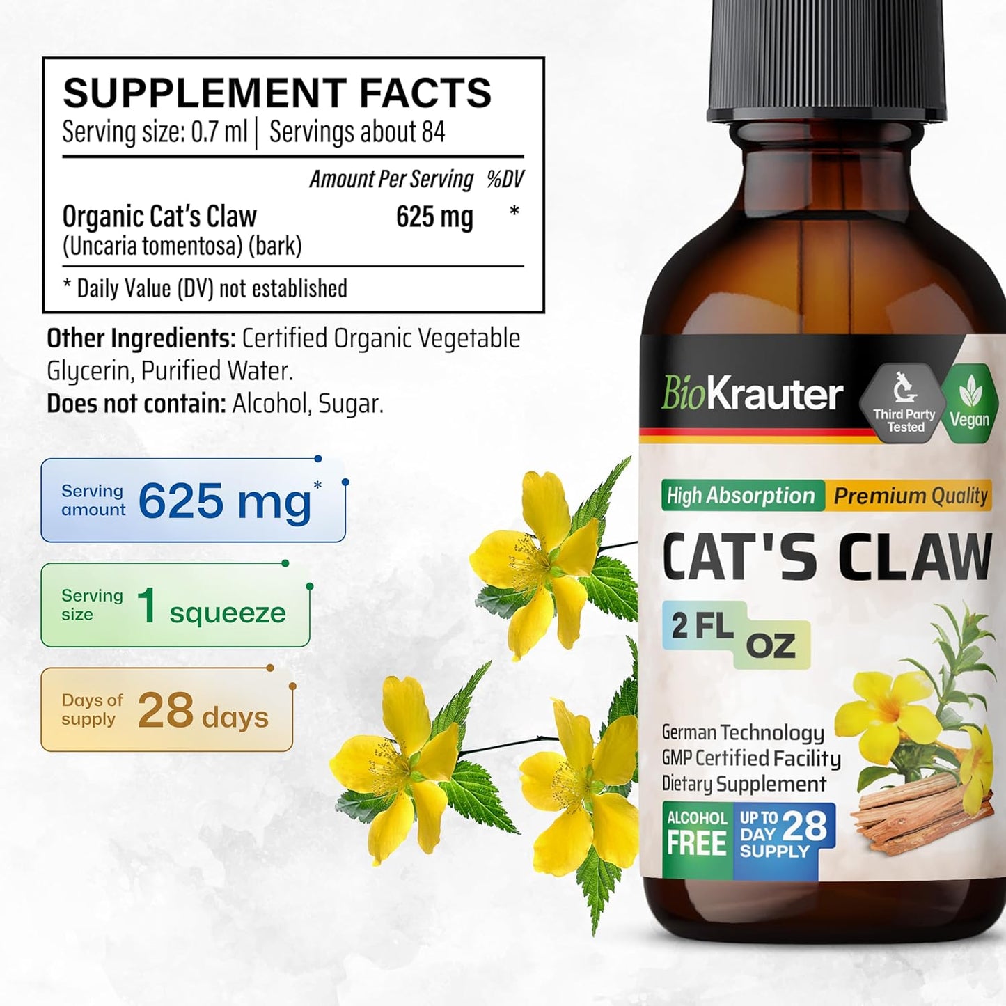 2 Fl. Oz. of Echinacea and Cat's Claw Tinctures by BIO KRAUTER