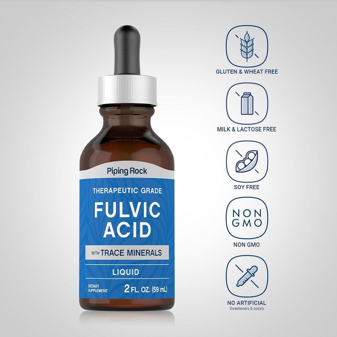2 fl oz Piping Rock Liquid Fulvic Acid Drops with Trace Minerals - Ionic Vegetarian Supplement