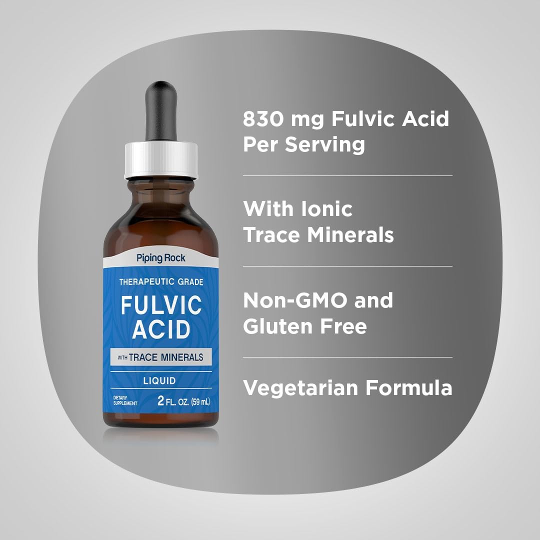 2 fl oz Piping Rock Liquid Fulvic Acid Drops with Trace Minerals - Ionic Vegetarian Supplement