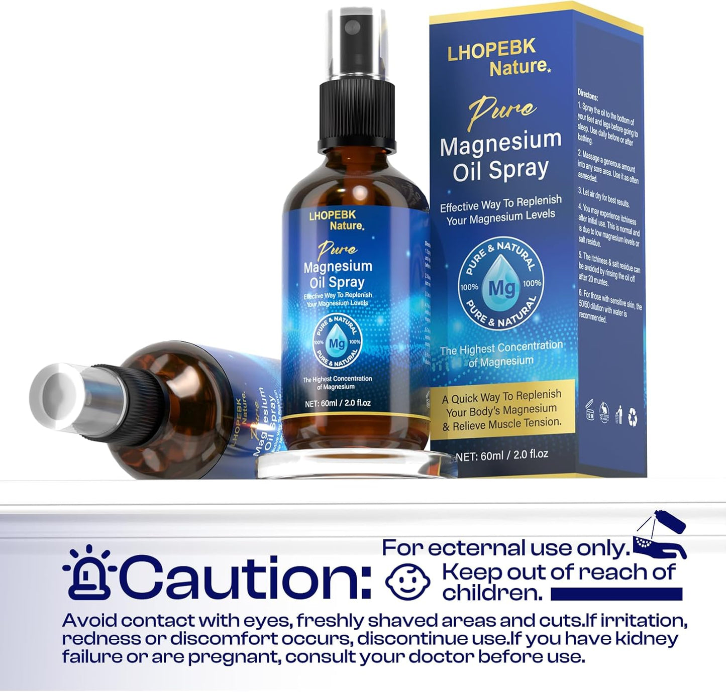 2 Fl Oz Pure Magnesium Oil Spray for Feet - Easy Absorption - All Skin Types