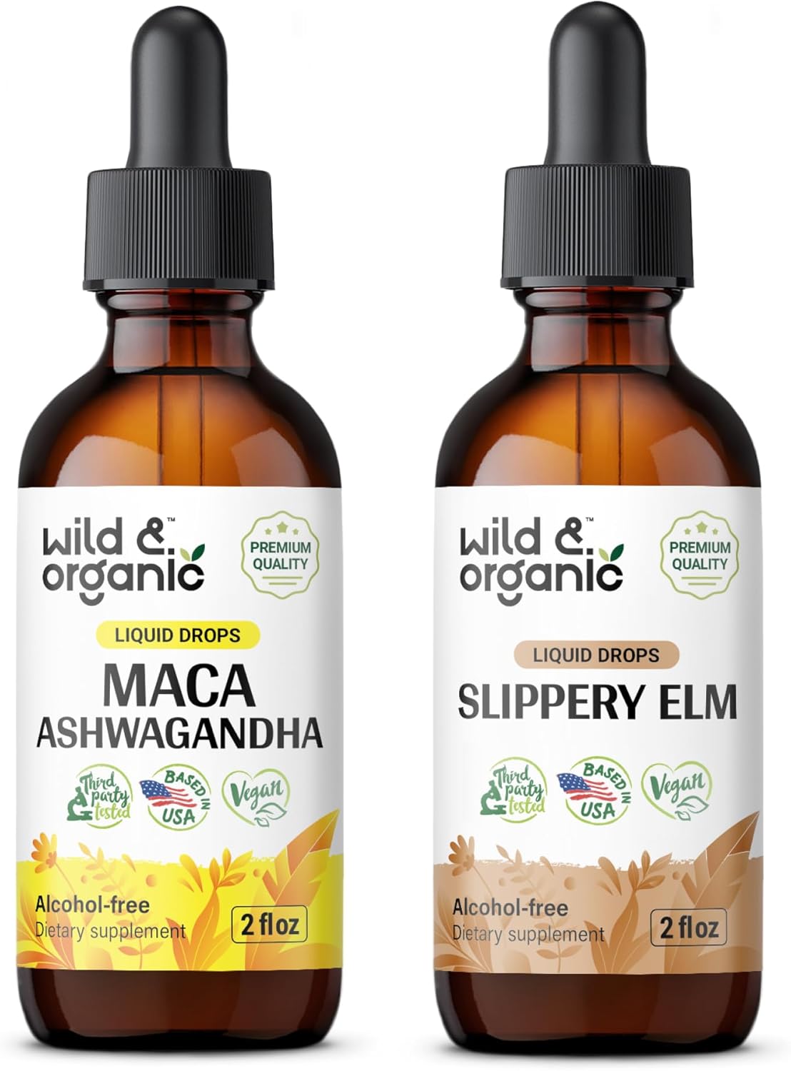 2 fl oz Wild & Organic Maca Ashwagandha + Slippery Elm Tincture Pack