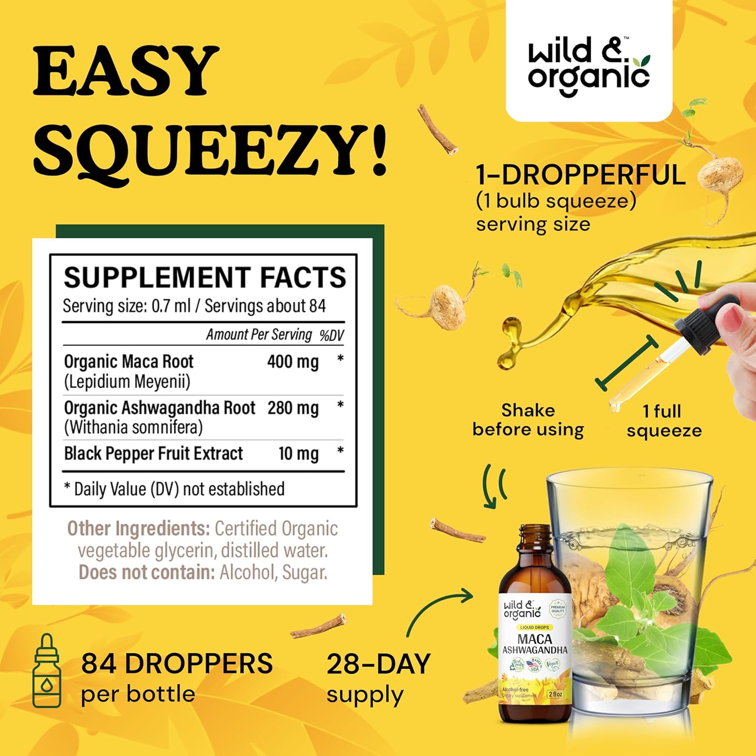 2 fl oz Wild & Organic Maca Ashwagandha + Slippery Elm Tincture Pack