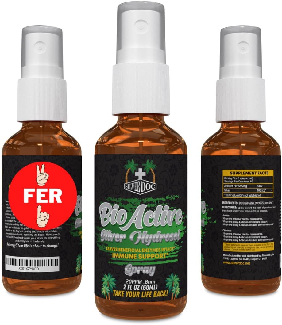 2 for 1 Sale: Silver Doc Silver Hydrosol Spray - Natural Immune Support - 2-2oz Bottles - Most Effective Alternative to Colloidal Silver