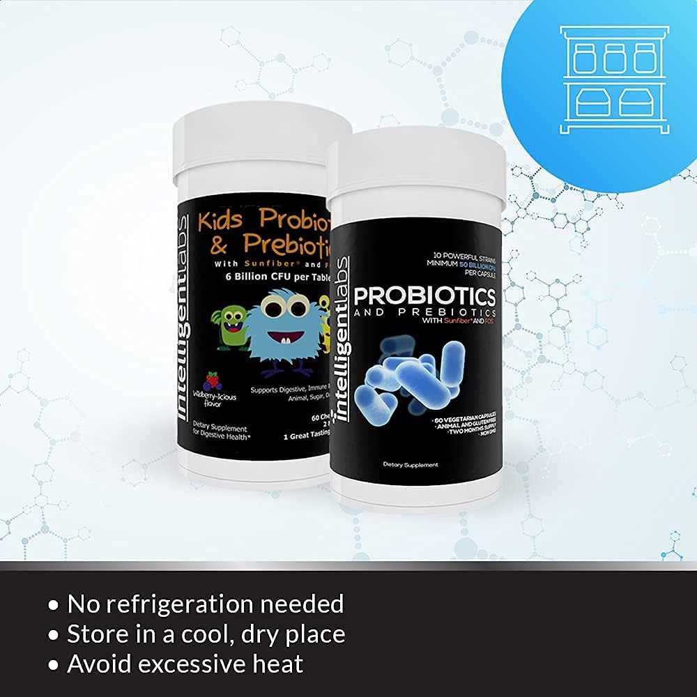2-in-1 Bundle: Kids Probiotics (6 Billion CFU) + Adult Probiotics (50 Billion CFU, 10 Strains) - No Refrigeration, 2 Months Supply