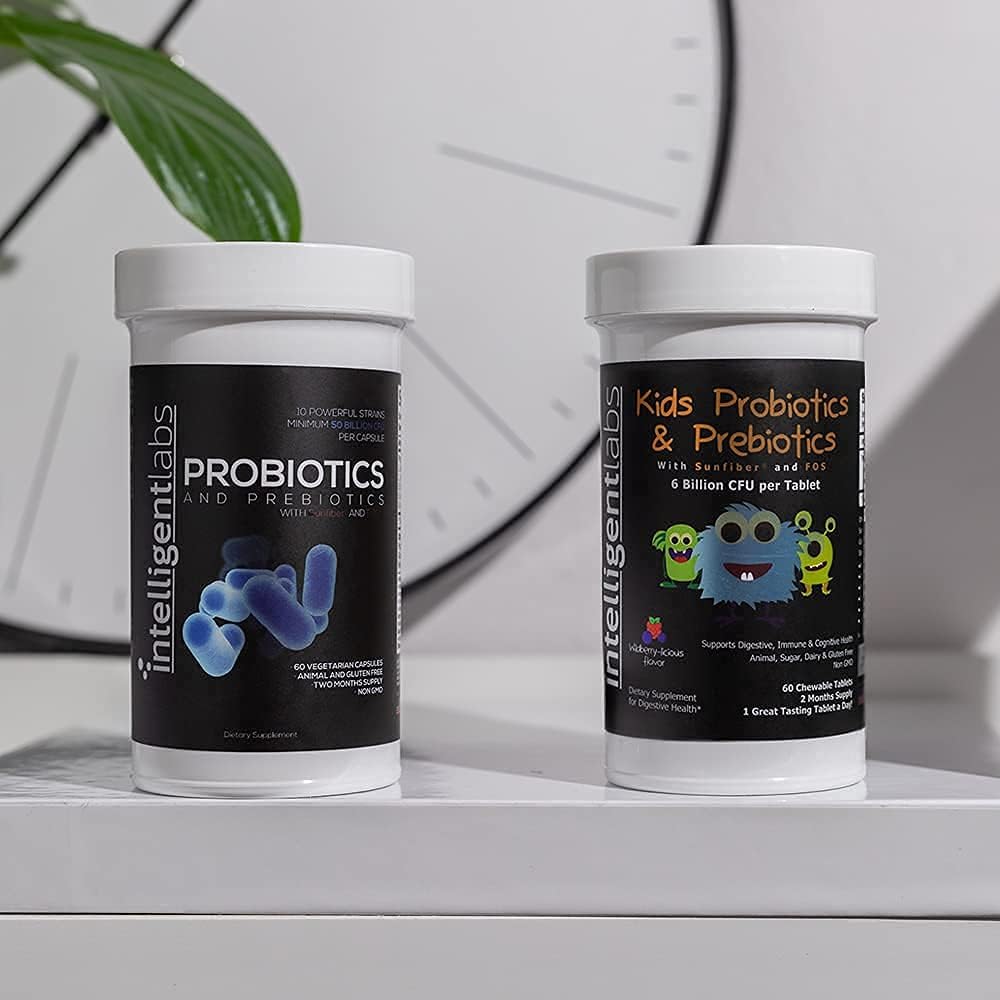 2-in-1 Bundle: Kids Probiotics (6 Billion CFU) + Adult Probiotics (50 Billion CFU, 10 Strains) - No Refrigeration, 2 Months Supply