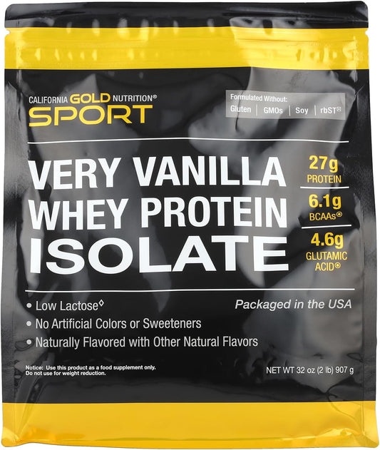 2 lb California Gold Nutrition Sport Very Vanilla Whey Protein Isolate