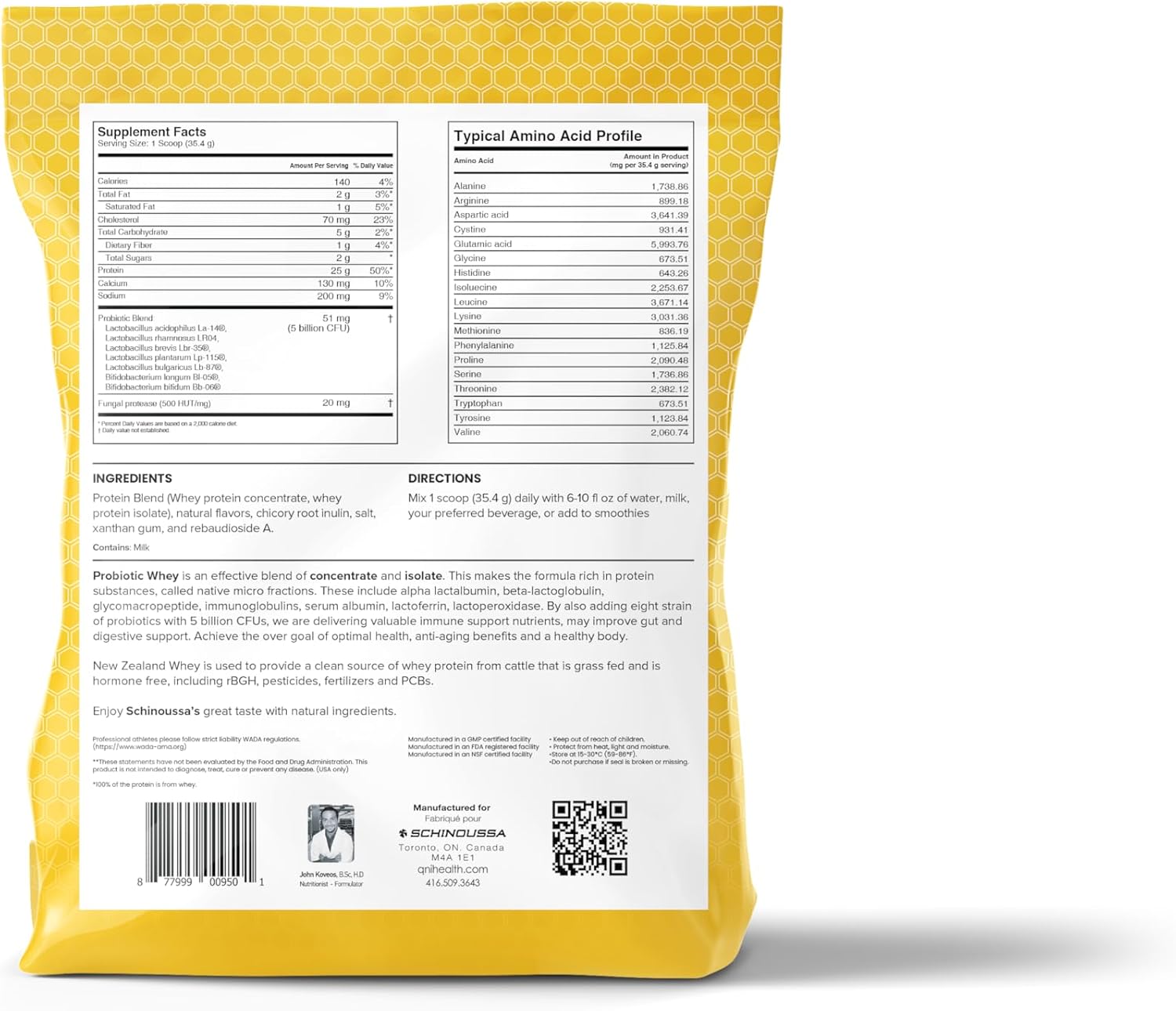 2 lb Grass-Fed Probiotic Whey Protein Powder French Vanilla - 910g - 24 Servings