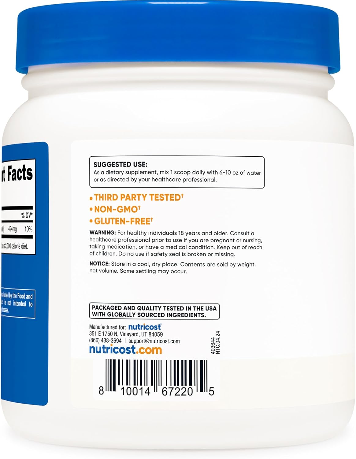 2 LB Nutricost Potassium Bicarbonate Powder - Gluten Free, Non-GMO Supplement