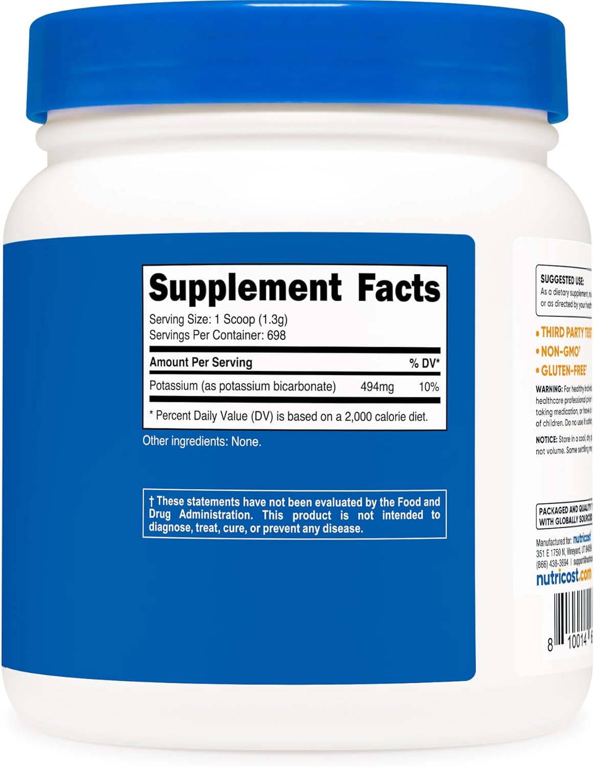 2 LB Nutricost Potassium Bicarbonate Powder - Gluten Free, Non-GMO Supplement