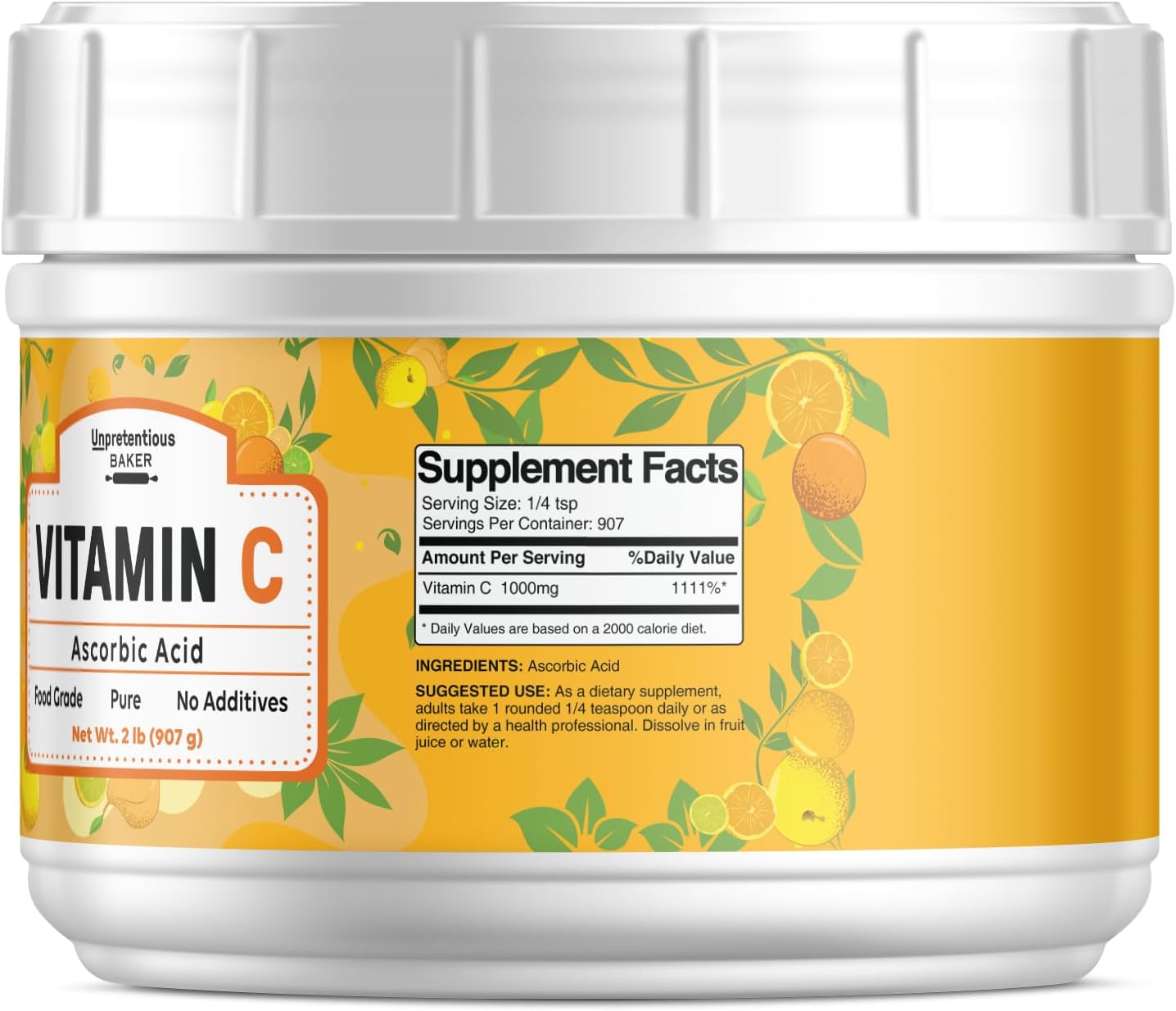 2 lb Resealable Tub of Unpretentious Ascorbic Acid Vitamin C Powder