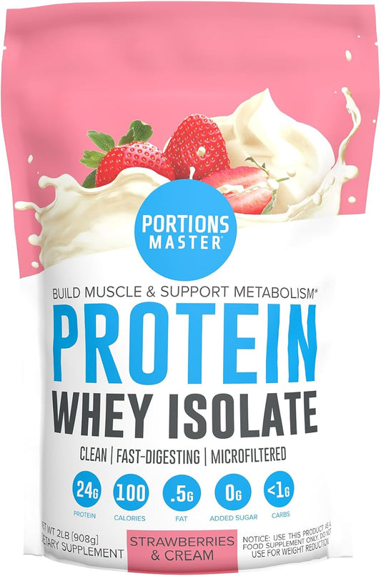 2 LB Strawberries & Cream Whey Protein Powder - Cold-Processed, CFM, All-Natural, Fast-Digesting with Stevia