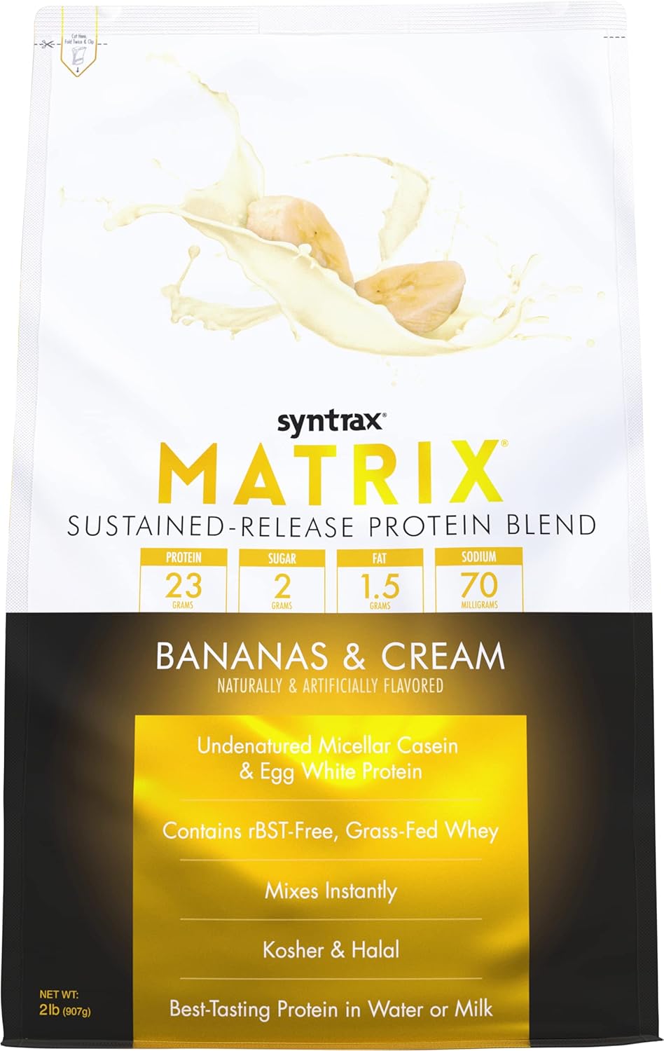 2 lb Syntrax Nutrition Matrix Sustained-Release Protein Blend in Bananas and Cream Flavor