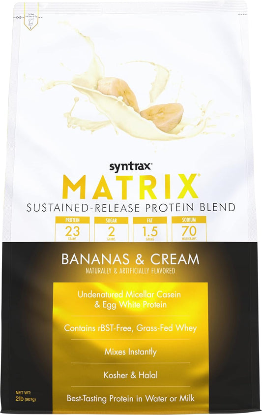 2 lb Syntrax Nutrition Matrix Sustained-Release Protein Blend in Bananas and Cream Flavor