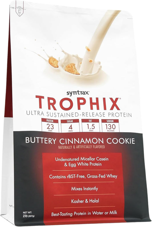 2 lb Syntrax Nutrition Trophix Protein Powder with Real Cookie Pieces, Buttery Cinnamon Cookie Flavor