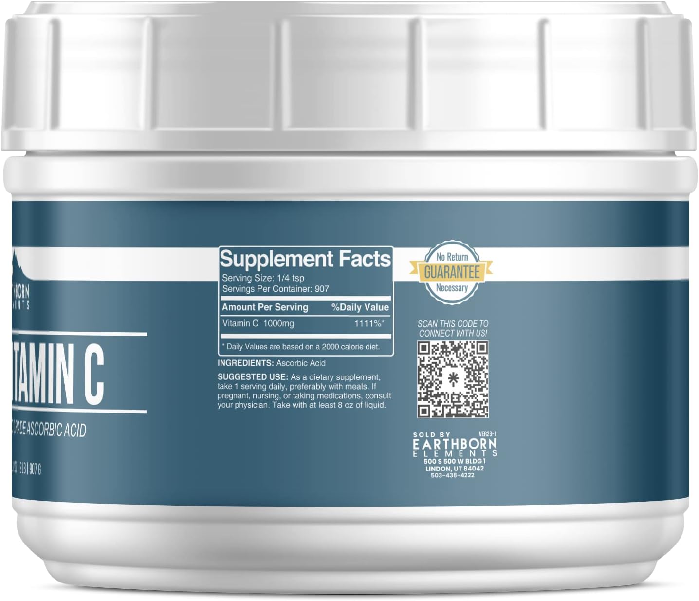 2 lb Vitamin C Powder - Earthborn Elements, Pure Ascorbic Acid Supplement & Cleaner