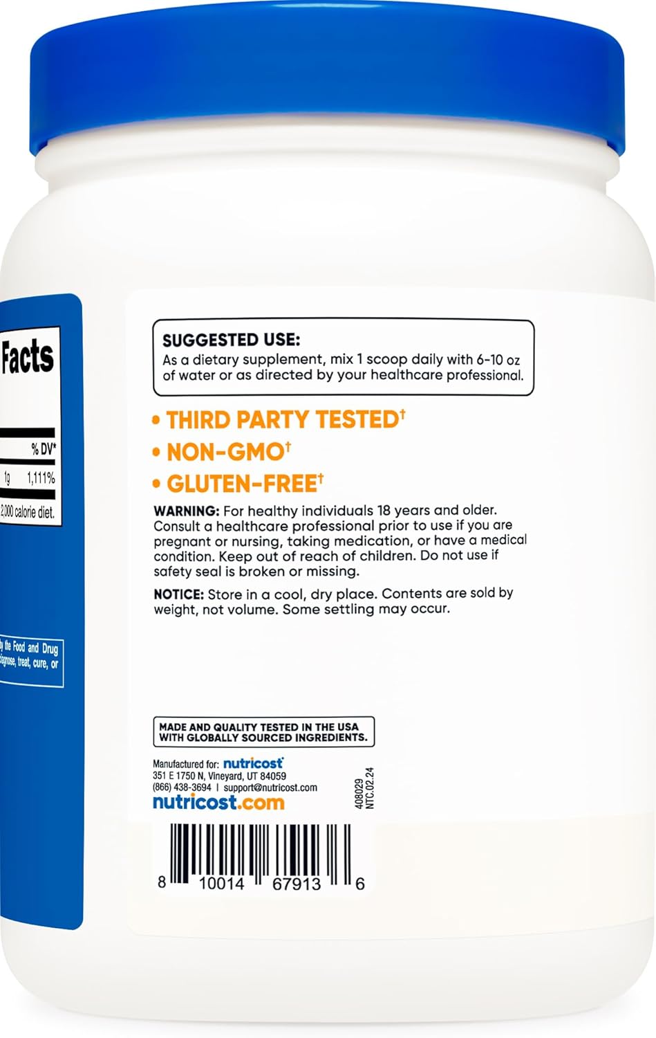 2 LBS Nutricost Ascorbic Acid Powder (Vitamin C) - Gluten Free, Non-GMO Supplement