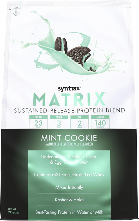 2 lbs. Syntrax Nutrition Matrix Mint Cookie Sustained-Release Protein Blend with Real Cookie Chunks