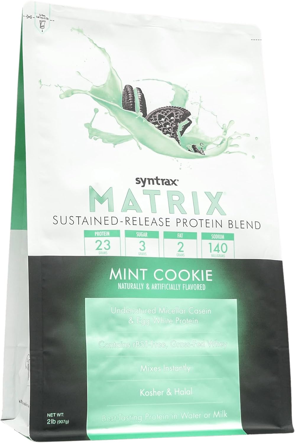 2 lbs. Syntrax Nutrition Matrix Mint Cookie Sustained-Release Protein Blend with Real Cookie Chunks