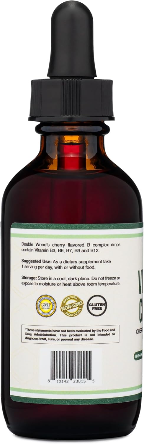2 Month Supply Liquid Vitamin B Complex with Max Absorption - Cherry Flavor - B3, B6, B7, B9, B12 - 2 FL OZ
