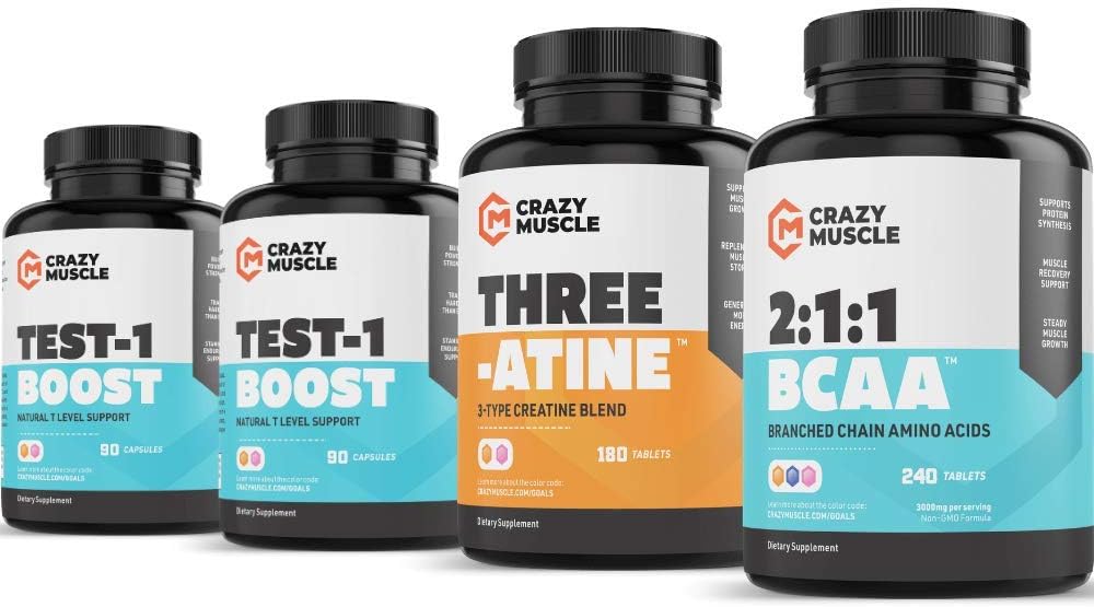 2-Month Supply of BCAA, Creatine, and Test 1 Boost for Muscle Growth