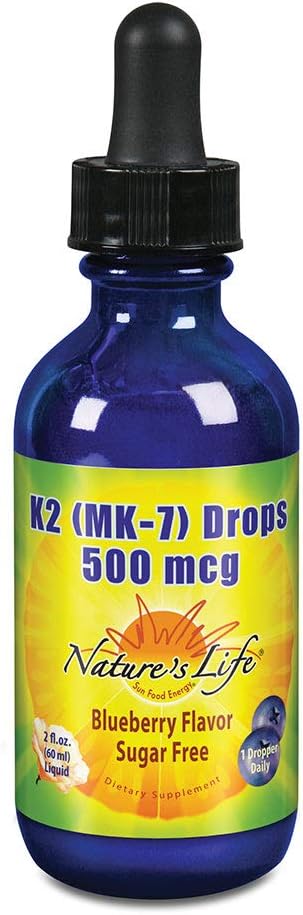 2 oz Nature's Life Vitamin K2 (MK7) Liquid Supplement Drops for Bone and Heart Health