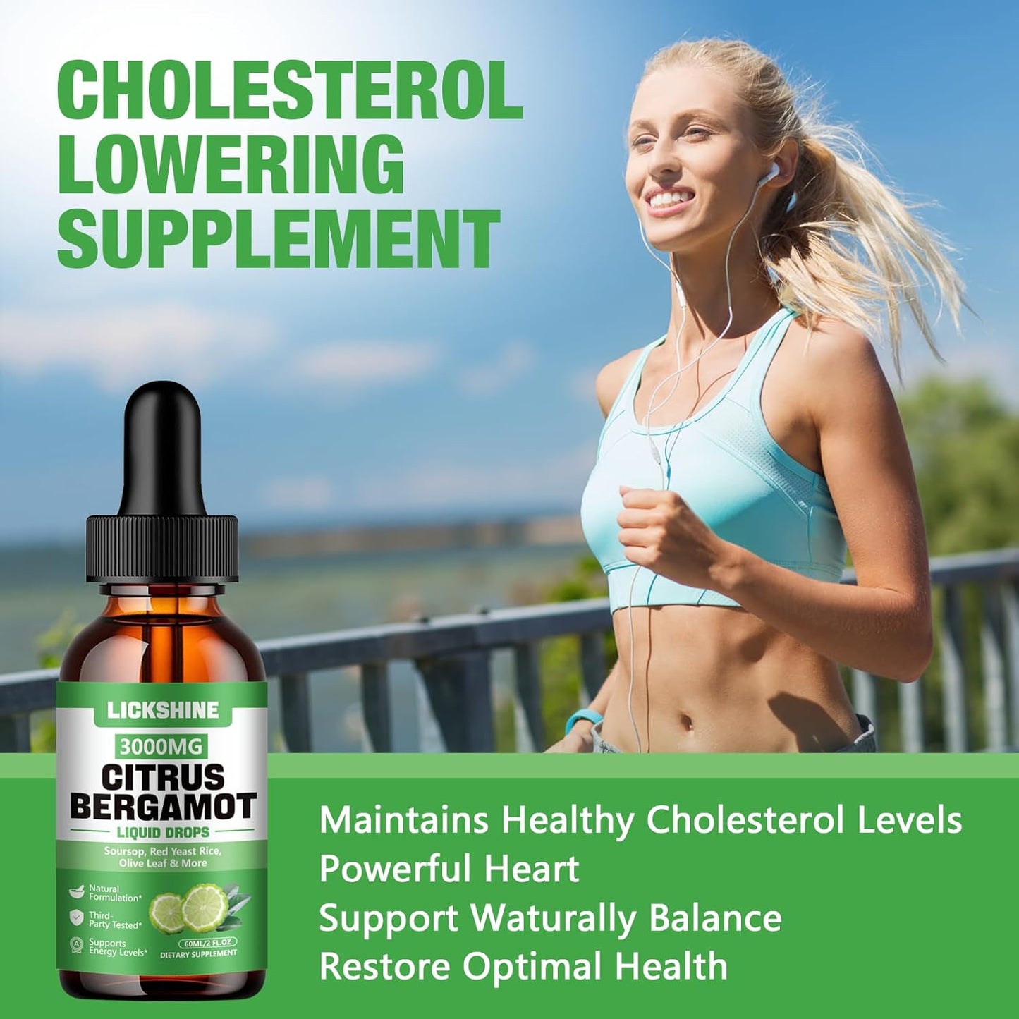 2 Pack 3000mg Citrus Bergamot Liquid Drops for Cholesterol Lowering & Immune Support - Soursop Bitters Liquid, 4 Fl Oz