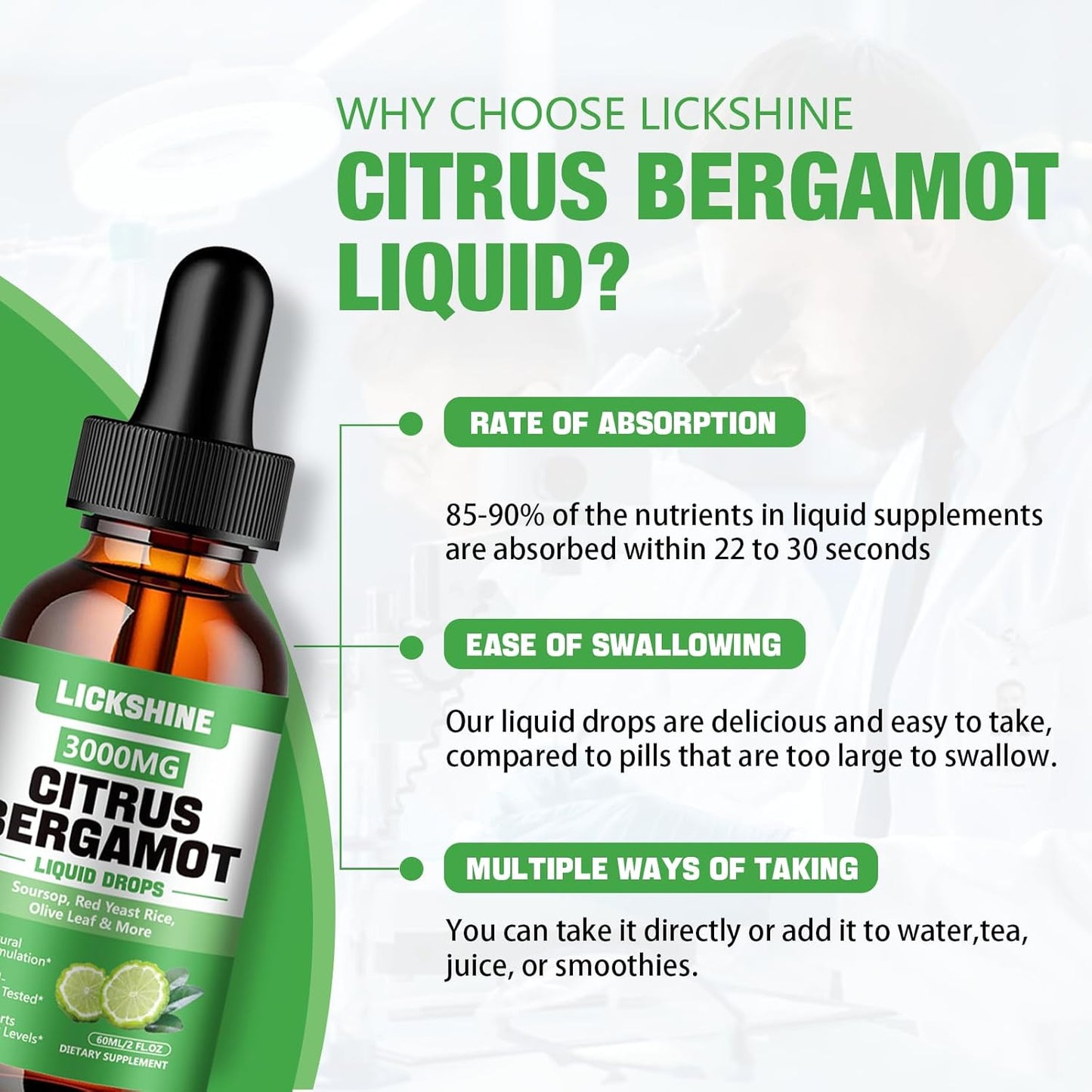 2 Pack 3000mg Citrus Bergamot Liquid Drops for Cholesterol Lowering & Immune Support - Soursop Bitters Liquid, 4 Fl Oz