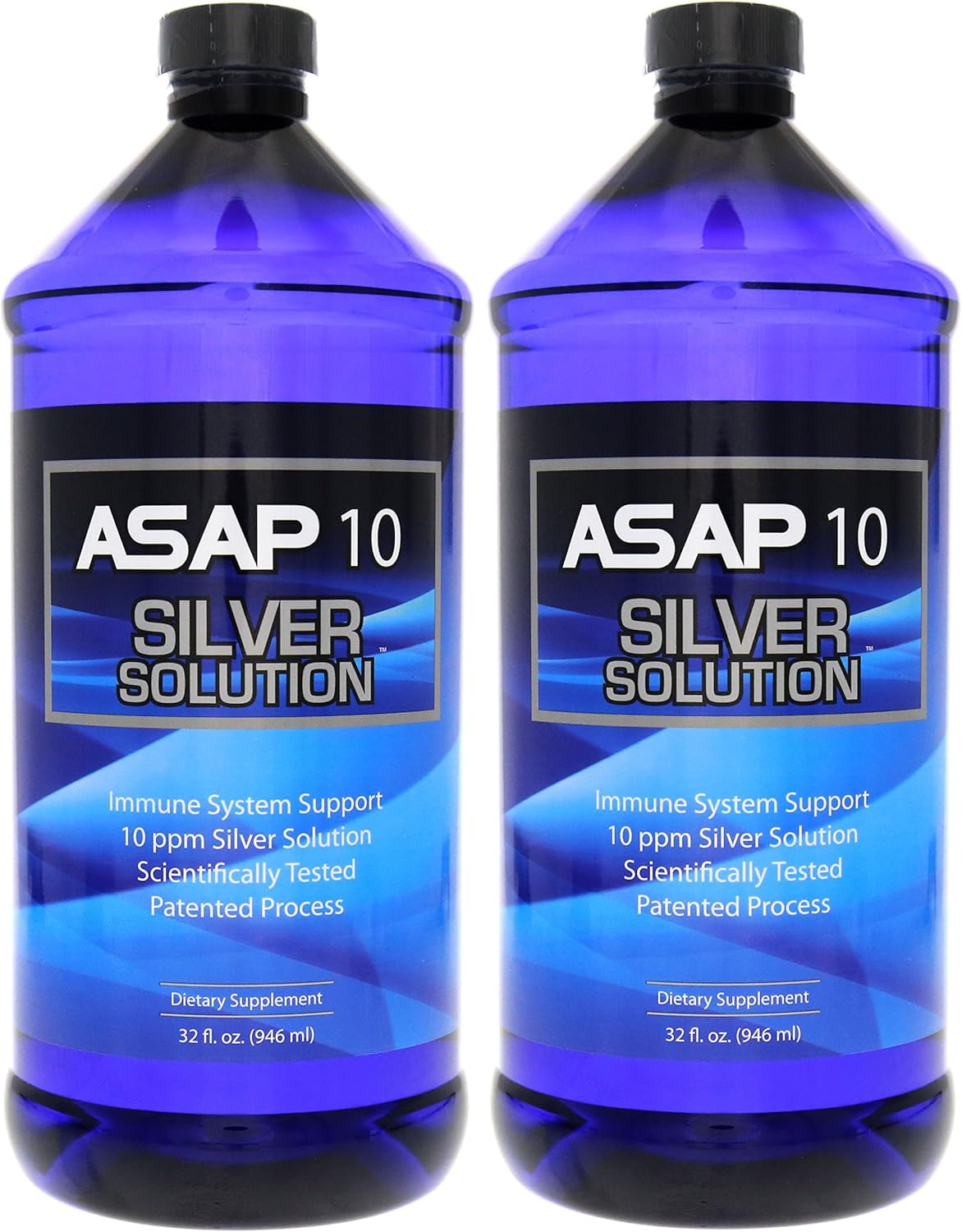 2 Pack American Biotech Labs ASAP 10 PPM Silver Sol Immune System Support - 64 Oz Total