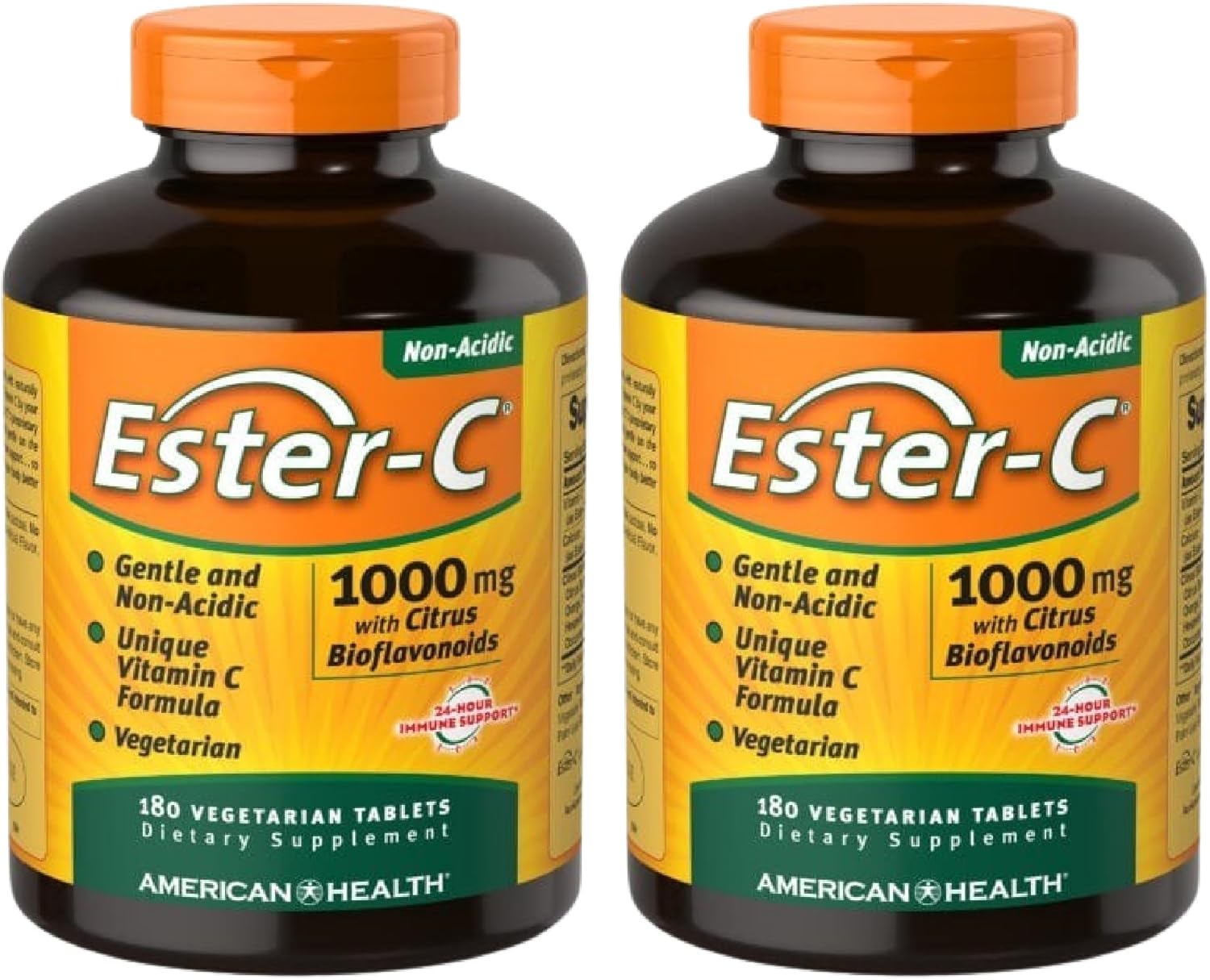 2-Pack American Health Ester-C 1000mg with Citrus Bioflavonoids - 360 Vegetarian Tablets - 24-Hour Immune Support - Non-GMO, Gluten Free