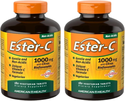 2-Pack American Health Ester-C 1000mg with Citrus Bioflavonoids - 360 Vegetarian Tablets - 24-Hour Immune Support - Non-GMO, Gluten Free