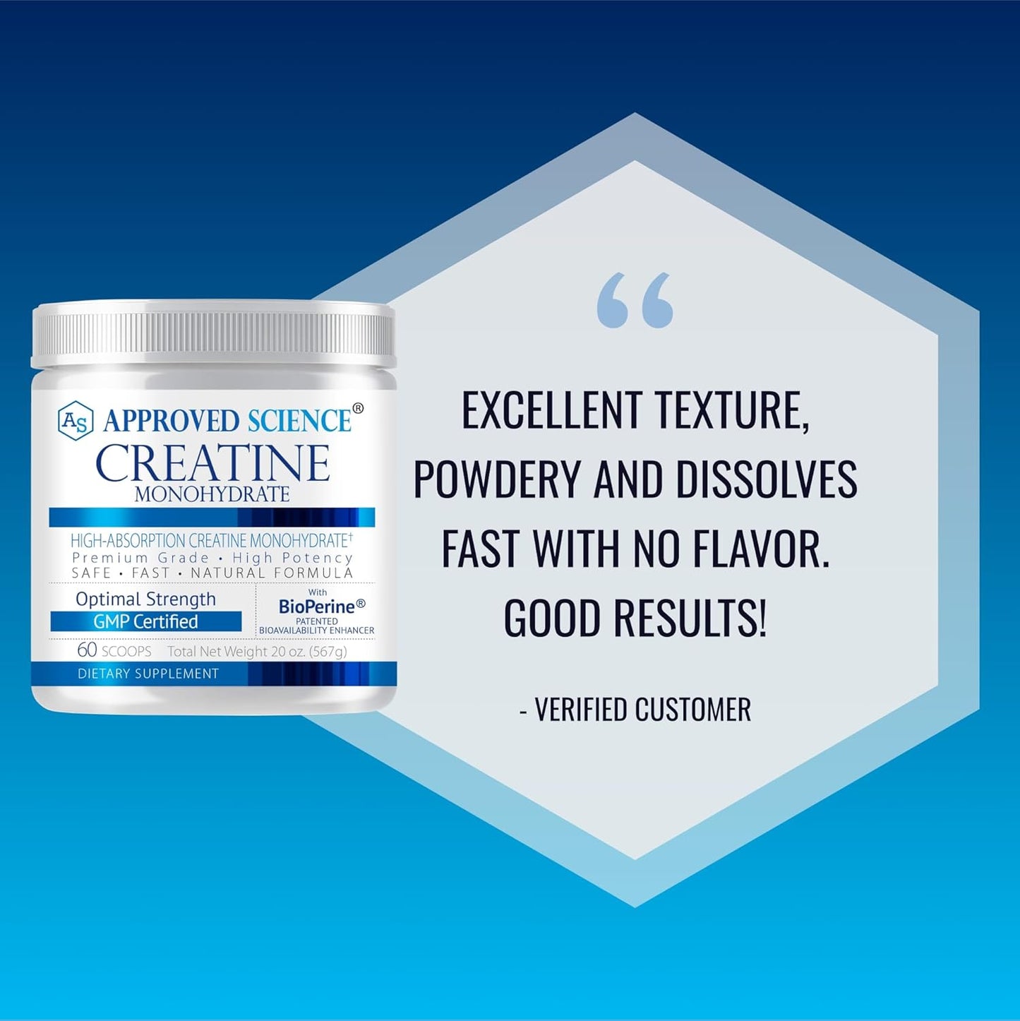 2-Pack Approved Science Creatine Monohydrate Powder with BioPerine - 120 Servings, 5g Per Serving - Unflavored Workout Support Supplement - Non-GMO, Vegan Formula
