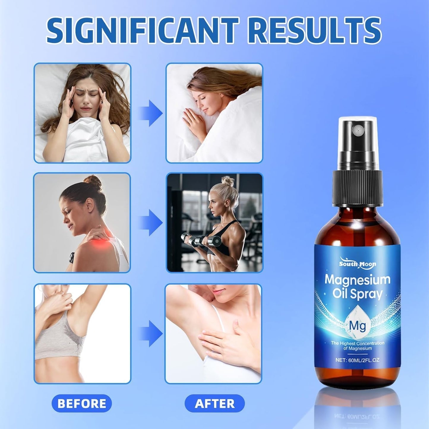 2 Pack Asahide Magnesium Oil Spray for Feet & Body - Natural Topical Magnesium for Hair, Sleep, & Muscle Relief - Easy Absorption - 4 Fl.Oz