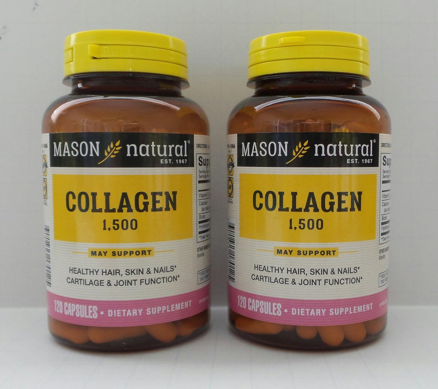2 Pack AYOJOY EENET Collagen Hydrolysate Capsules with Vitamin C, Biotin - 1500mg for Skin, Hair, Bones - 240 Capsules