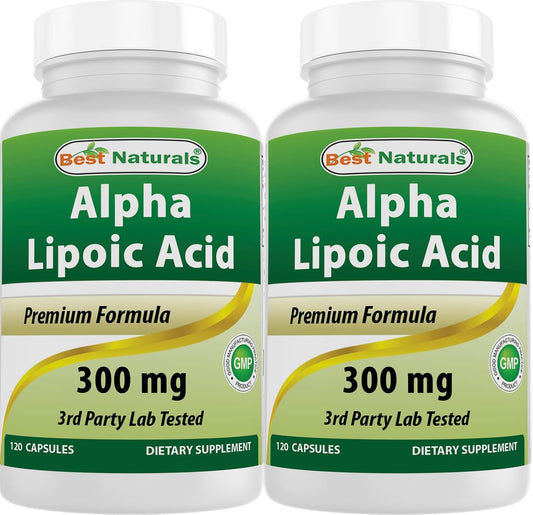 2-Pack Best Naturals Alpha Lipoic Acid 300 mg - 240 Capsules for Antioxidant Support