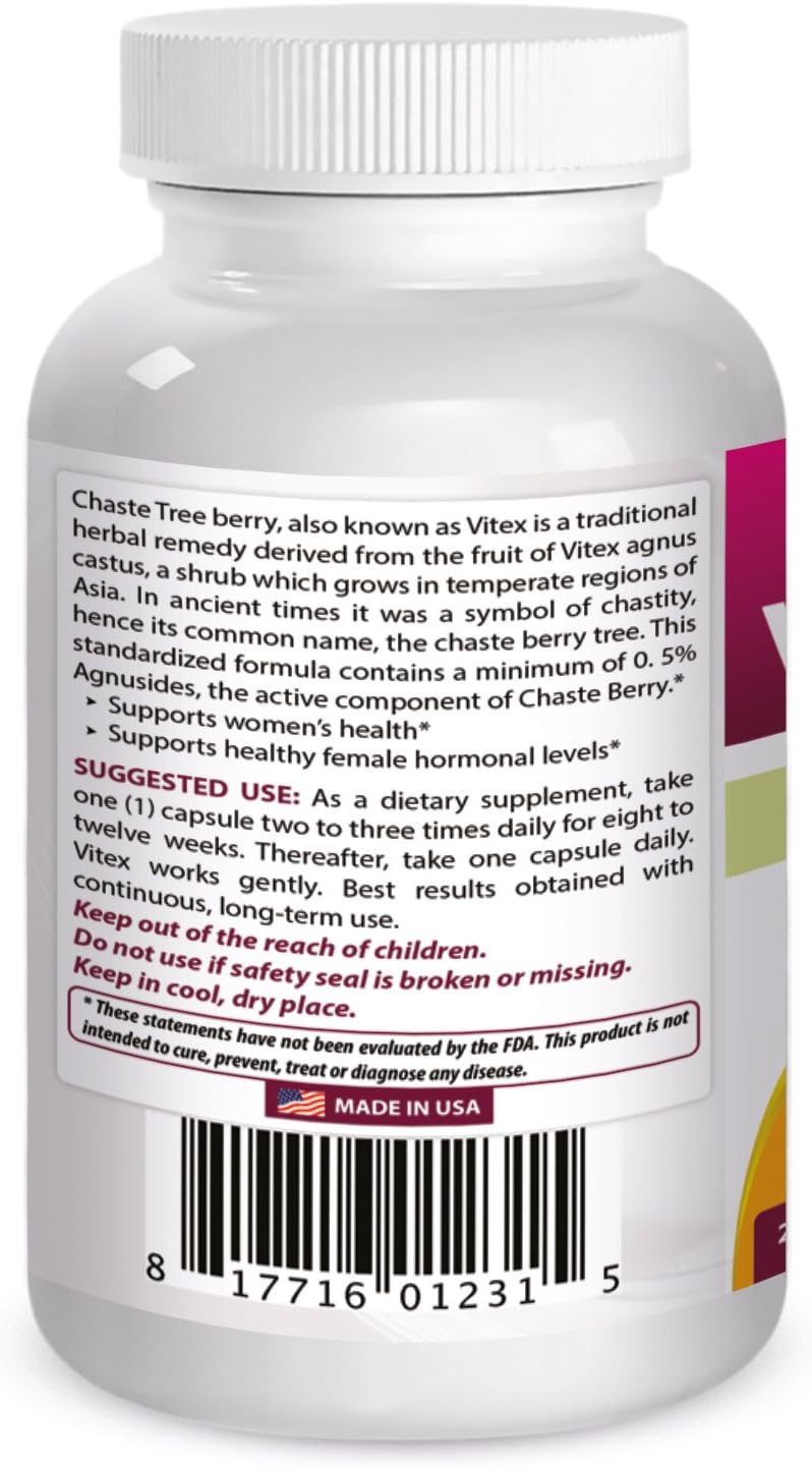 2-Pack Best Naturals Vitex Chasteberry 400mg 250 Capsules - Natural Hormone Balance Support Supplement