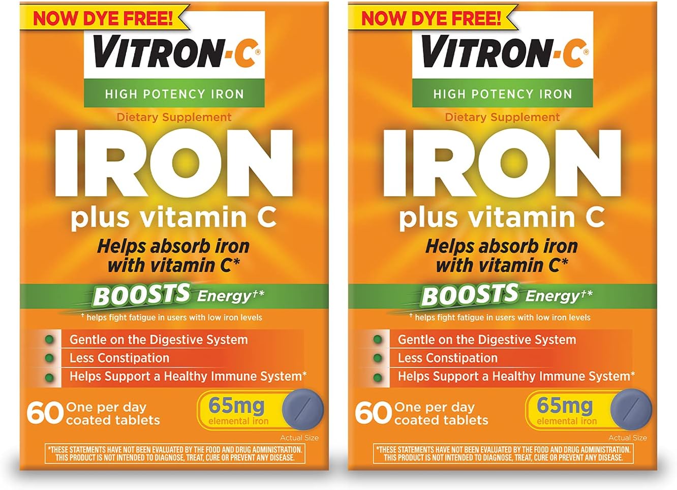 2-Pack Bundle: Vitron-C Iron Supplement with Vitamin C & Mag-Ox 400 Magnesium Mineral Dietary Supplement Tablets - 60 Count