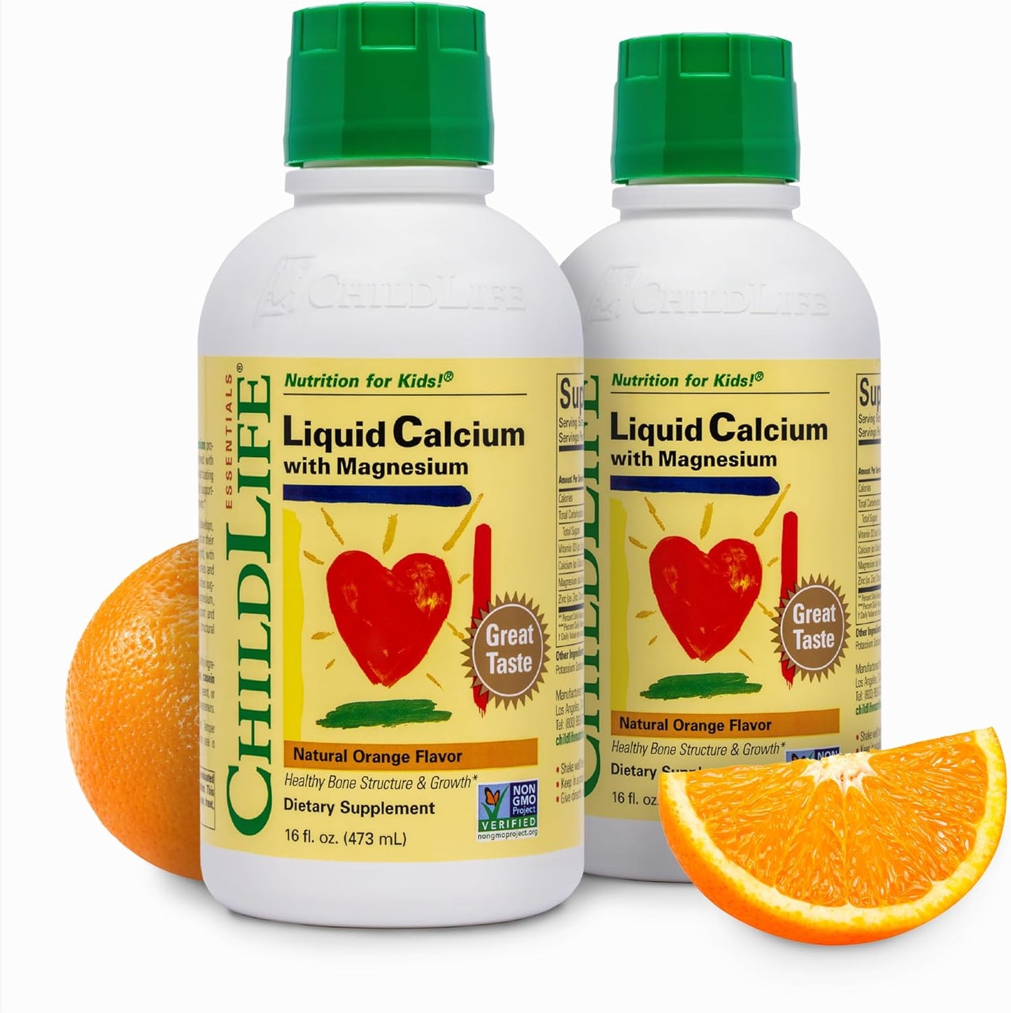 2-Pack ChildLife Essentials Liquid Calcium Supplement for Kids with Magnesium, Zinc, and Vitamin D3 - Orange Flavor, 16 fl oz - BoostGo Australia