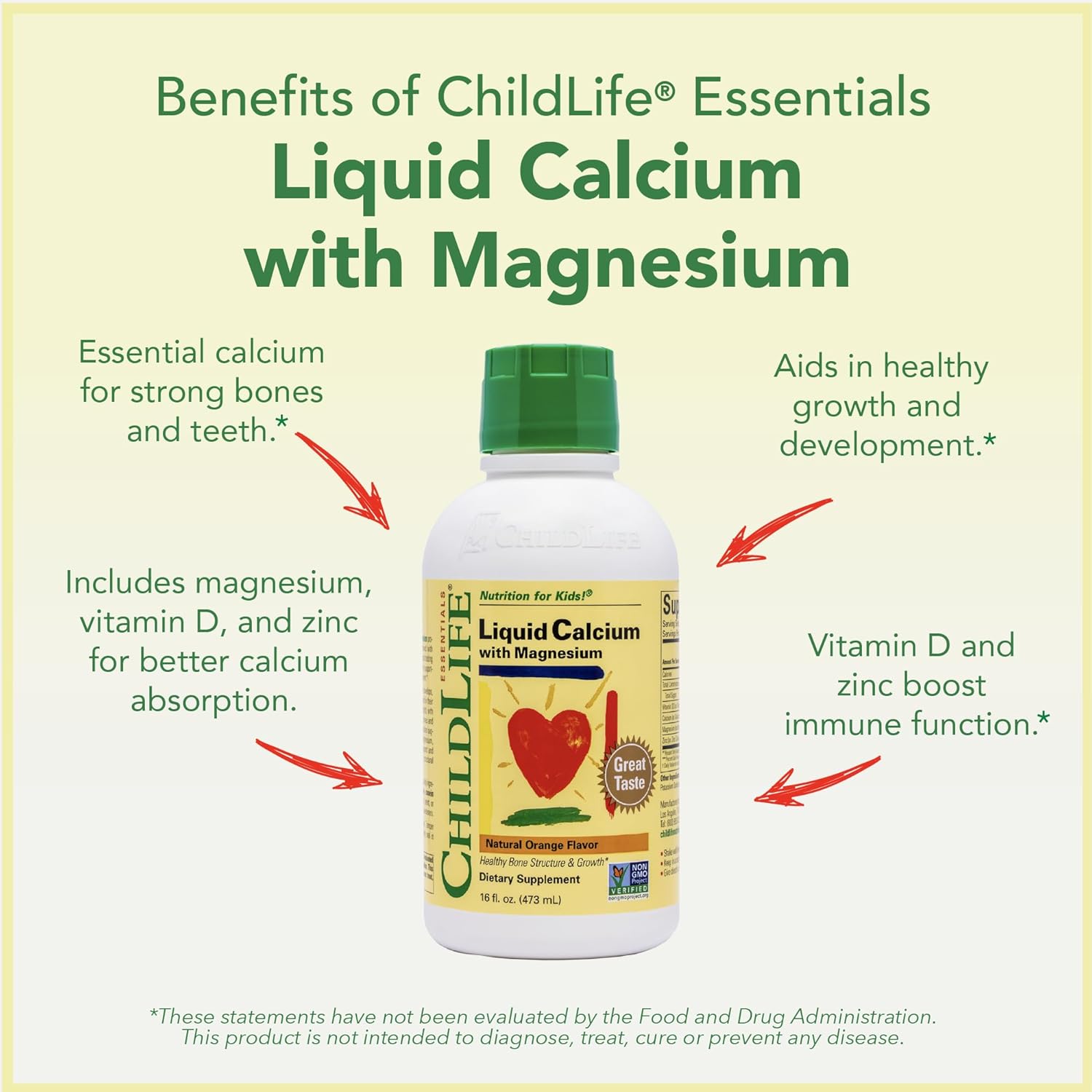 2-Pack ChildLife Essentials Liquid Calcium Supplement for Kids with Magnesium, Zinc, and Vitamin D3 - Orange Flavor, 16 fl oz - BoostGo Australia