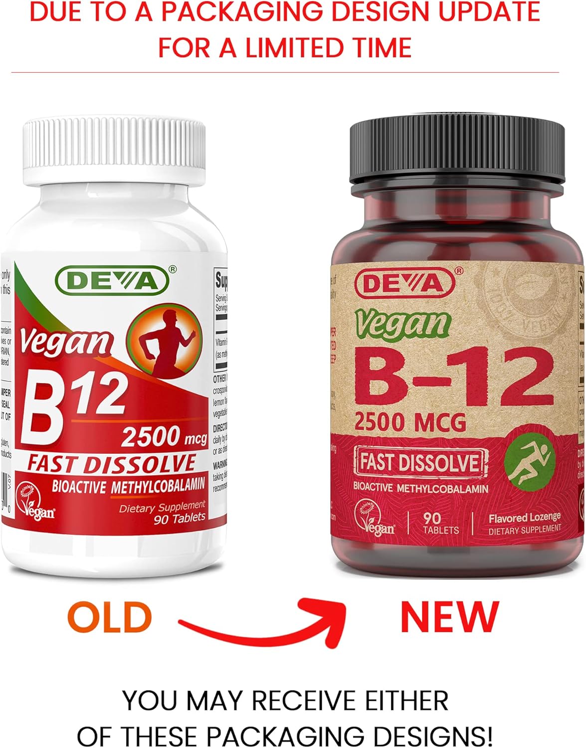 2 Pack DEVA Vegan Vitamins B-12 2500 mcg High Potency Fast Dissolve Sublingual Tablets