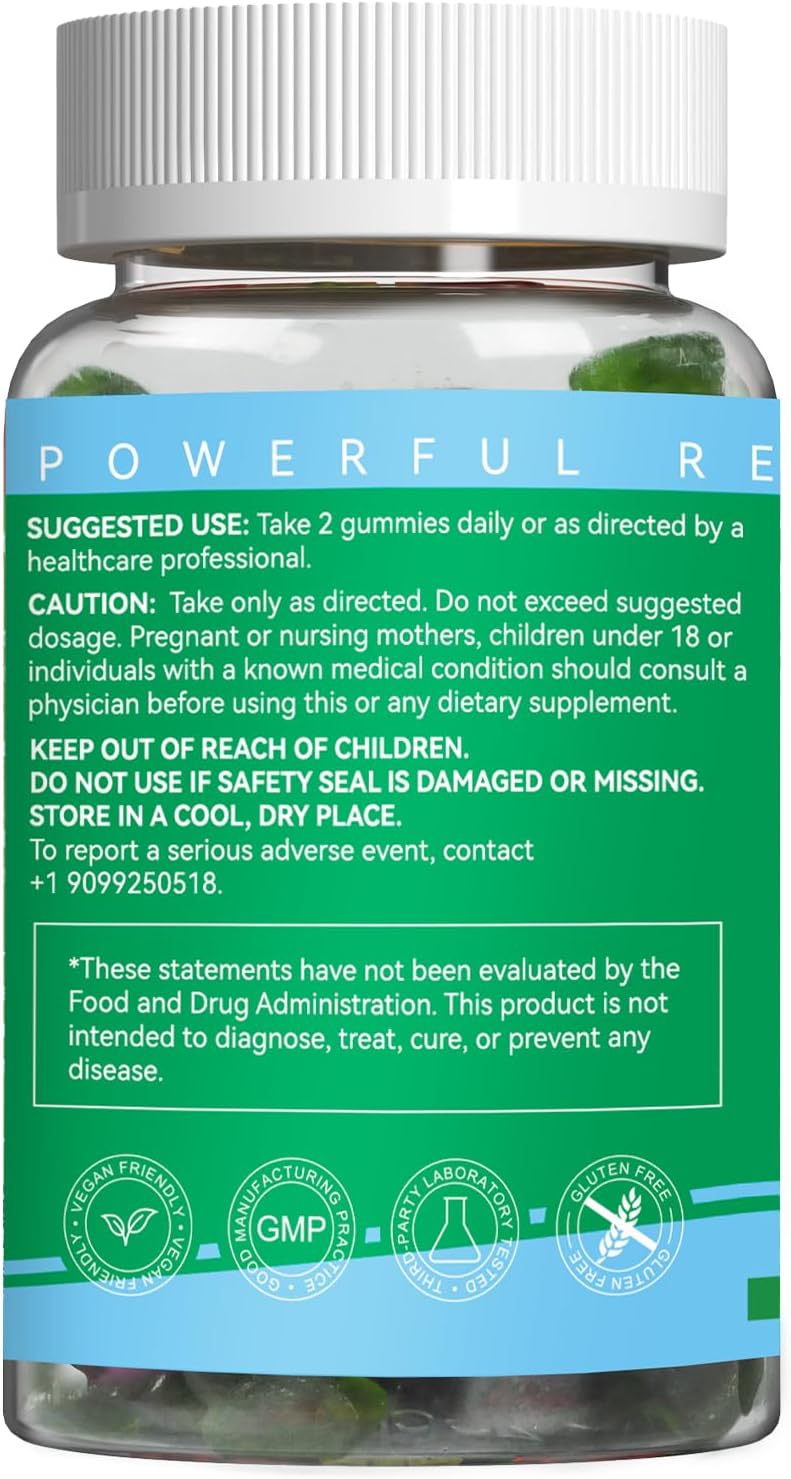 2 Pack EAZGOO Sugar-Free Chlorophyll Gummies with Vitamin B12 and Zinc for Skin Health & Detox, Energy Boost and Metabolism Support - 120 Chewable Supplements for Men & Women