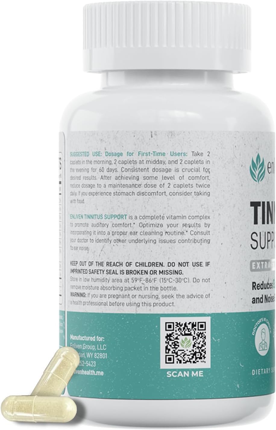 2 Pack Enliven Prescription Strength Tinnitus Relief - Doctor Recommended Extra Strength Formula for Ringing Ears - Compare to Tinnitus 911 & Lipo Flavonoid