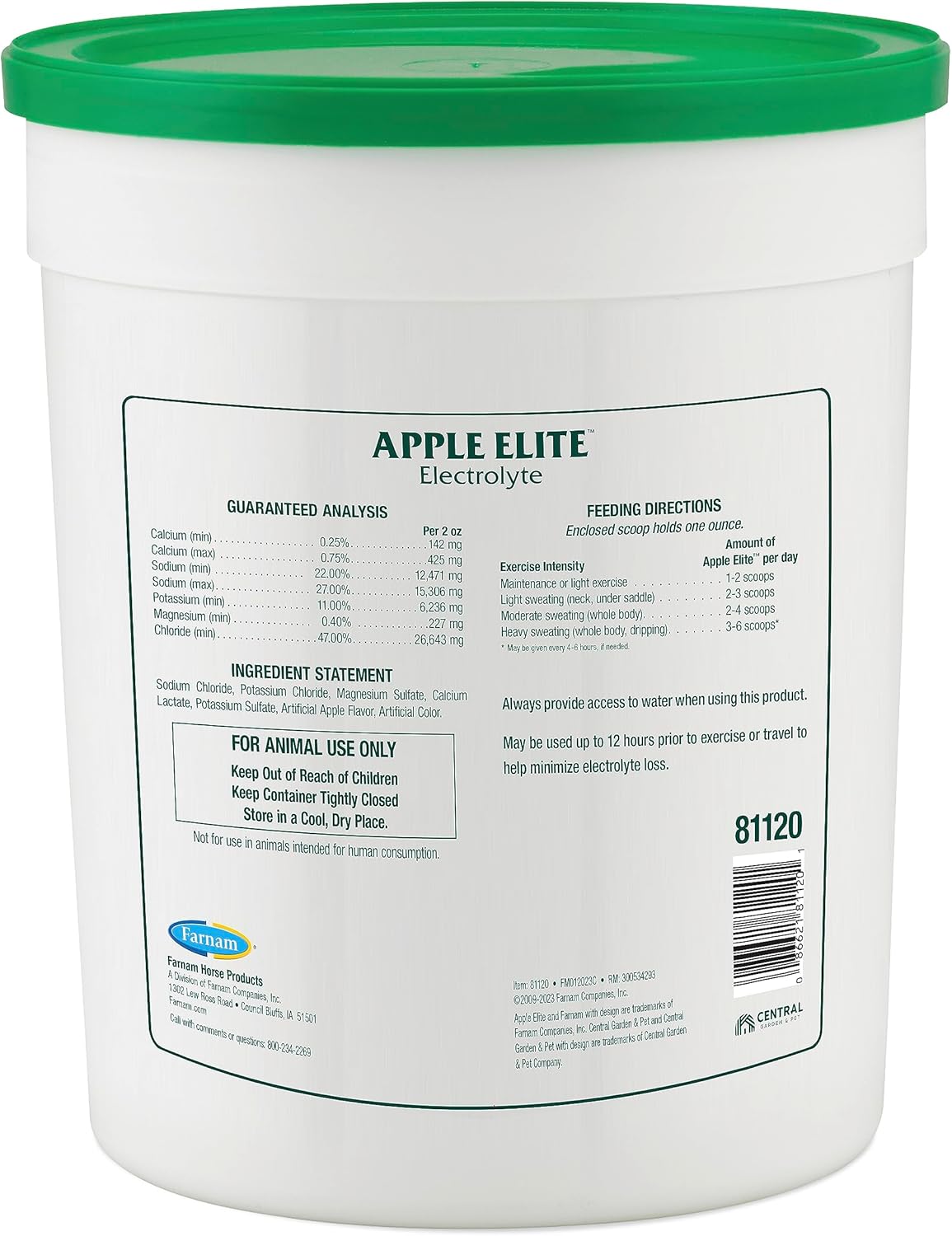 2 Pack Farnam Apple Elite Horse Electrolyte Powder, Replenishes Minerals Lost During Exercise, Extreme Weather, and Stress, 5 lb each