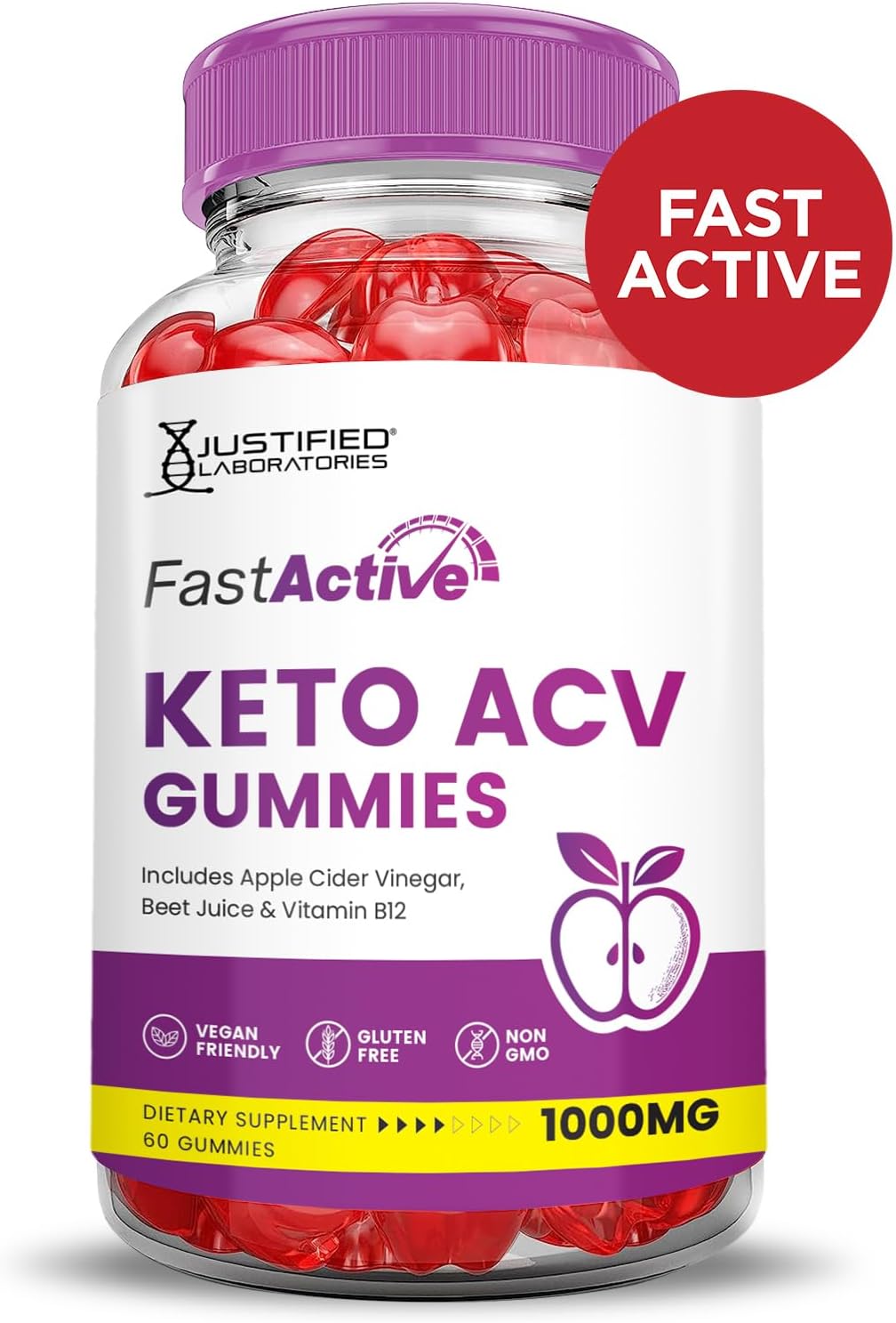 2 Pack Fast Active Keto ACV Gummies with Pomegranate Beet Juice Powder - 1000MG Advanced Formula - Vegan Non GMO - 120 Gummys