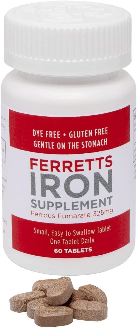2 Pack Ferretts Iron Tablets 325mg - High Potency Ferrous Fumarate Supplement (120 Total)