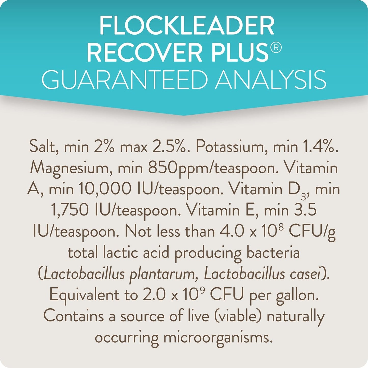 2-Pack FLOCKLEADER Recover Plus Probiotic Water Supplement for Chickens - Supports Moderate Stress, Electrolytes, Oregano - 8 oz