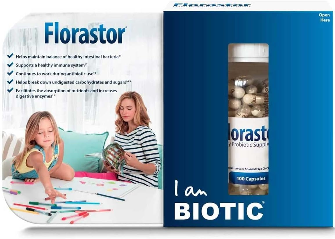 2-Pack Florastor Probiotic Supplement for Digestive Health - 108 Capsules, Men and Women, Saccharomyces Boulardii CNCM I-745