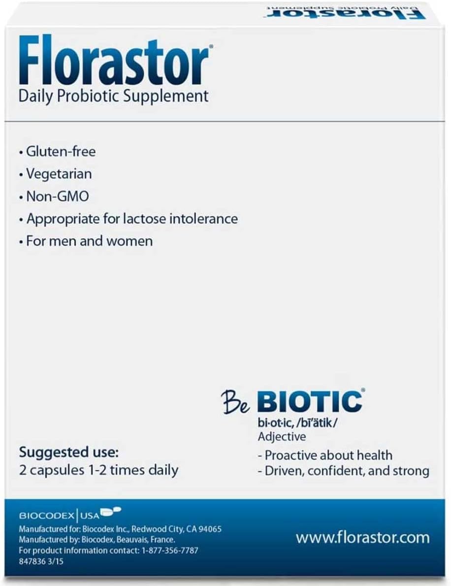 2-Pack Florastor Probiotic Supplement for Digestive Health - 108 Capsules, Men and Women, Saccharomyces Boulardii CNCM I-745